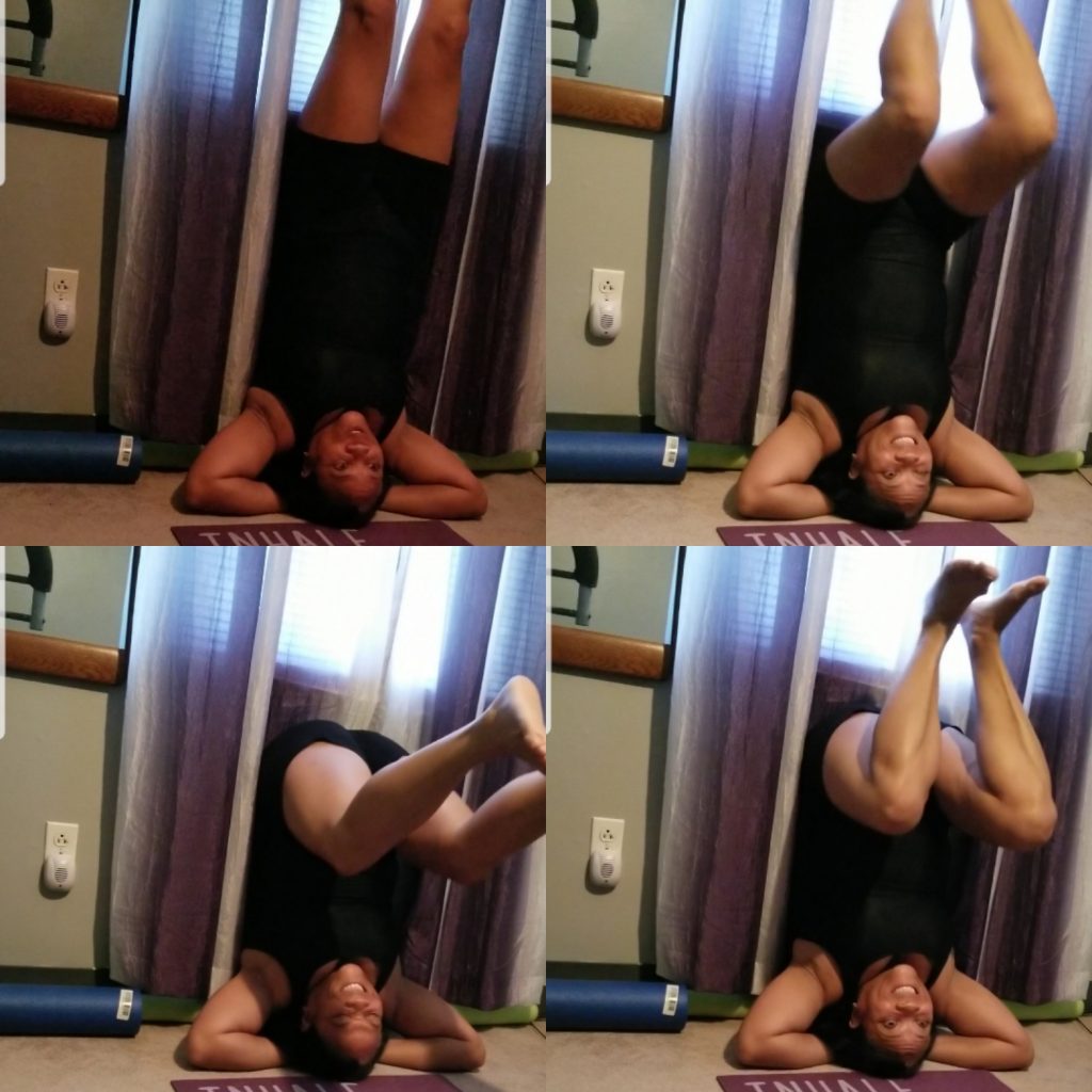 Tammy Carnegie doing headstands